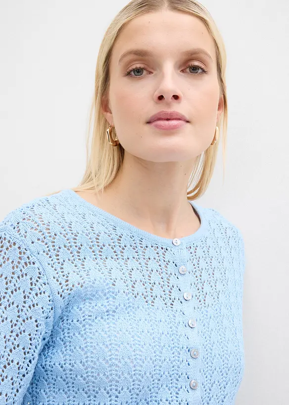 Cardigan traforato in puro cotone, bonprix