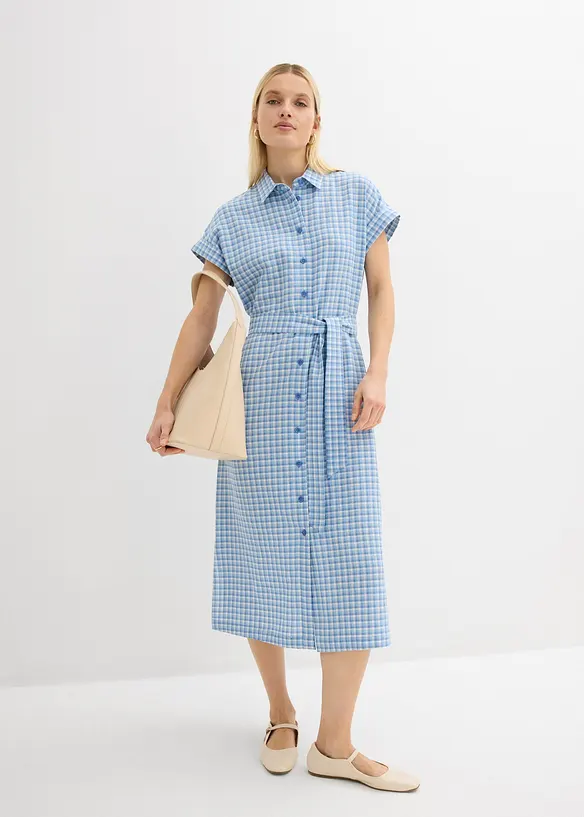 Abito chemisier in misto lino, bonprix