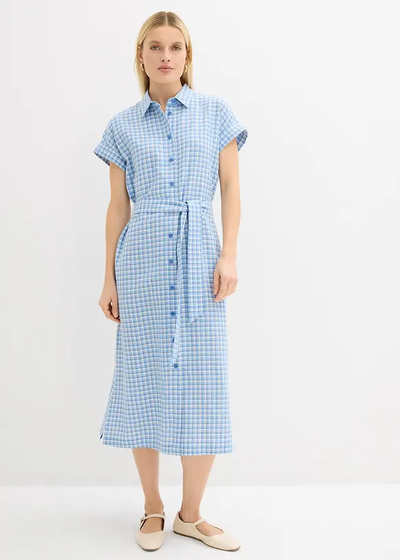 Abito chemisier in misto lino, bonprix