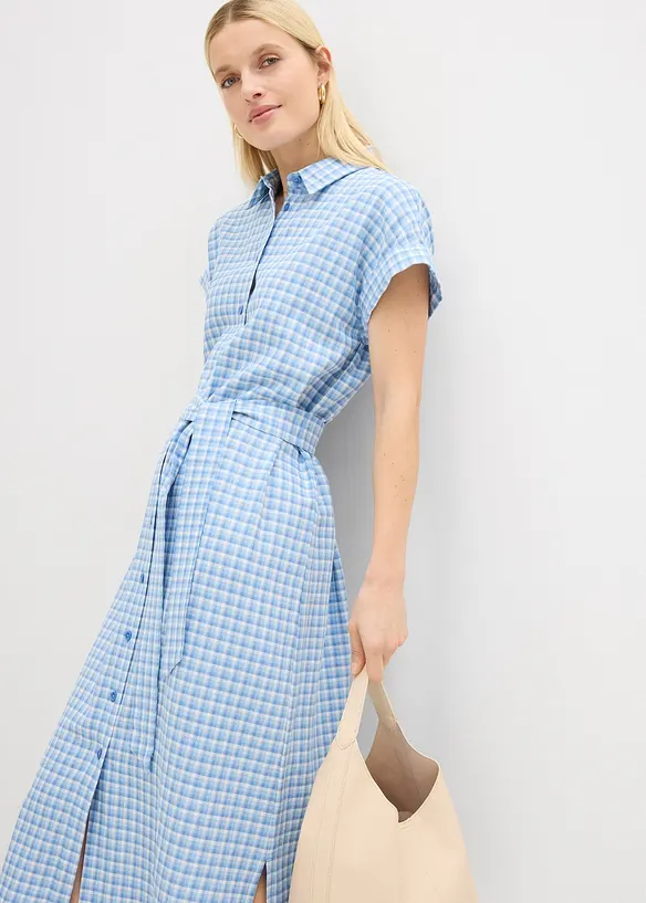 Abito chemisier in misto lino, bonprix