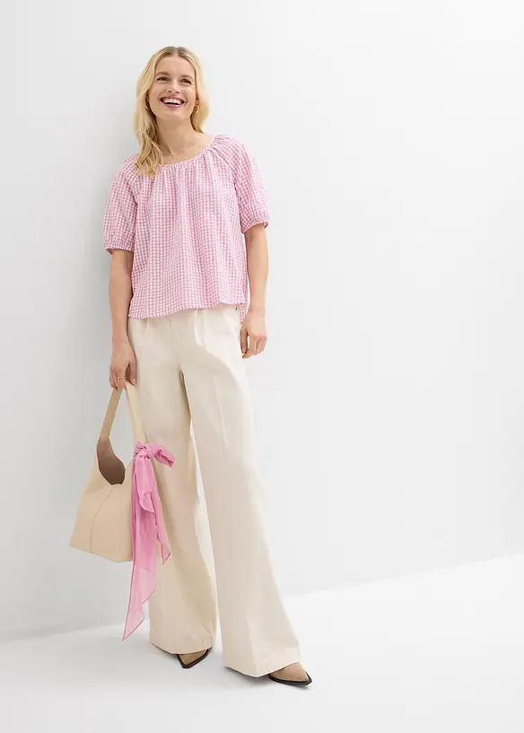 Blusa a maniche corte in puro cotone, bonprix