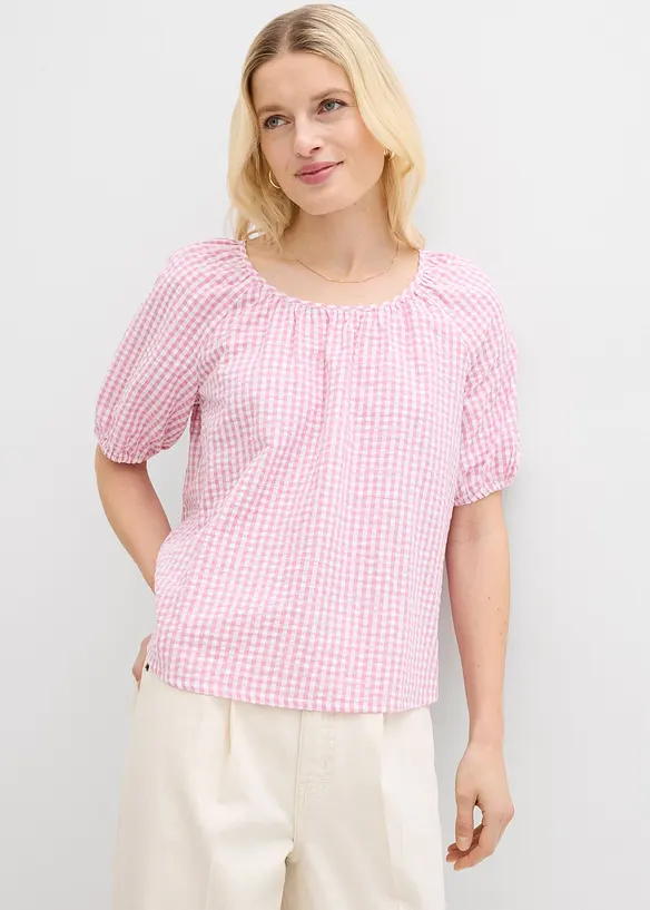 Blusa a maniche corte in puro cotone, bonprix