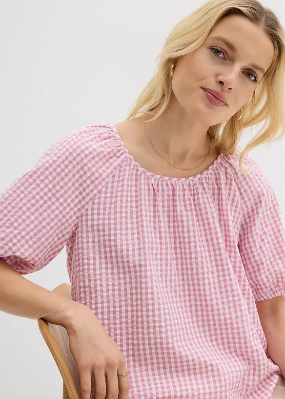 Blusa a maniche corte in puro cotone, bonprix