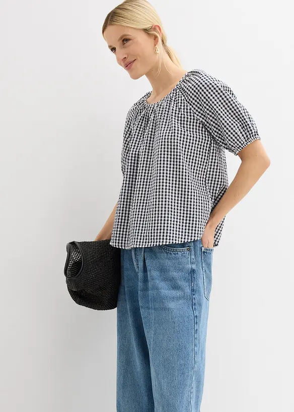 Blusa a maniche corte in puro cotone, bonprix