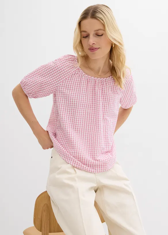 Blusa a maniche corte in puro cotone, bonprix