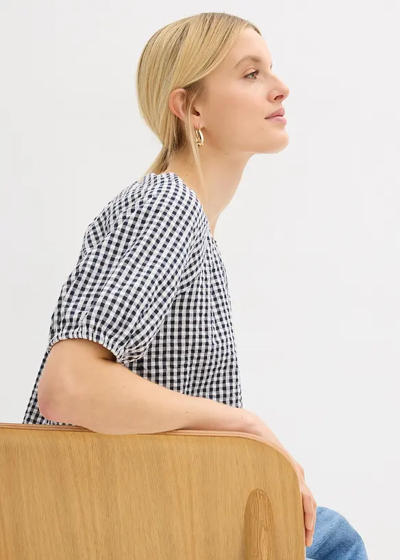 Blusa a maniche corte in puro cotone, bonprix