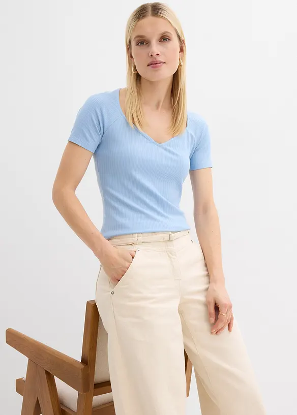 Maglia a costine in misto viscosa, bonprix