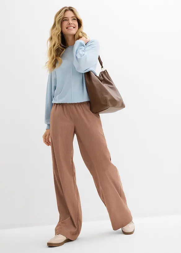 Pantaloni a palazzo con elastico in vita, bonprix