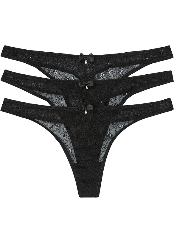 Mini perizoma in pizzo raffinato (pacco da 3), bonprix