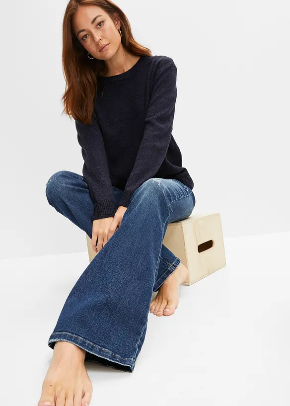 Jeans flared elasticizzati, vita bassa, bonprix