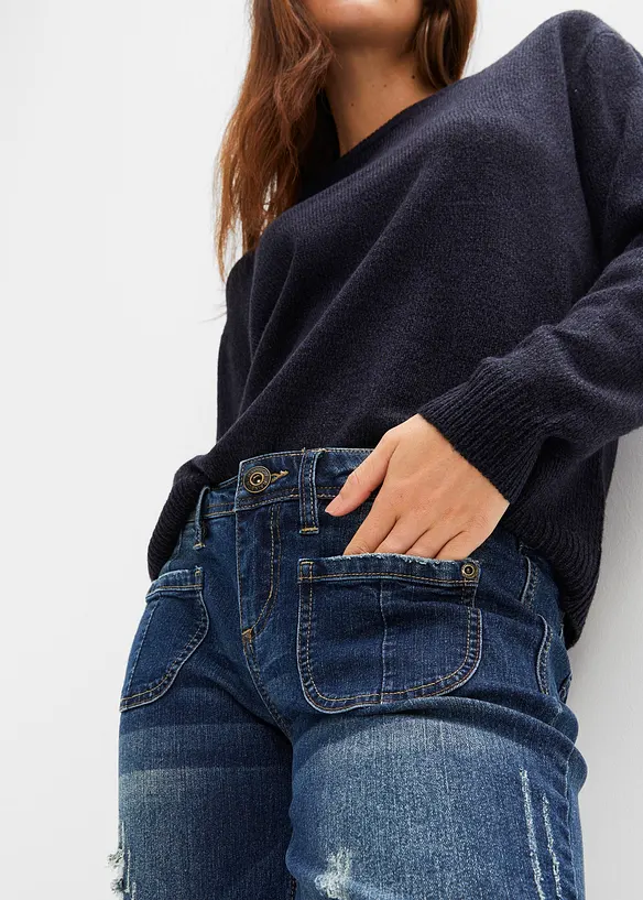 Jeans flared elasticizzati, vita bassa, bonprix