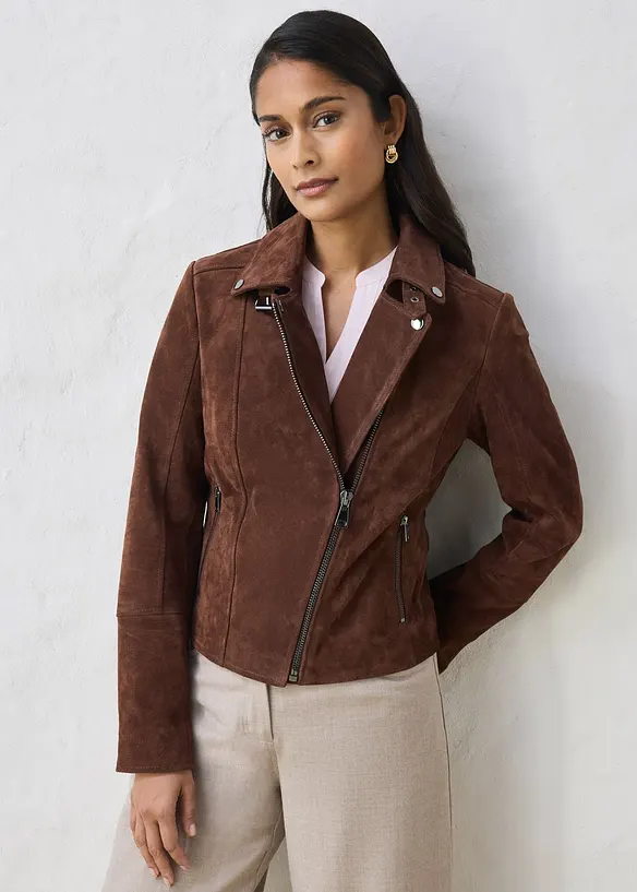 Giacca biker in pelle scamosciata, bonprix