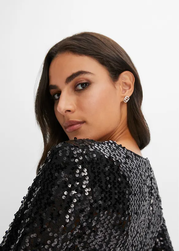 Abito con paillettes e maniche a campana, bonprix