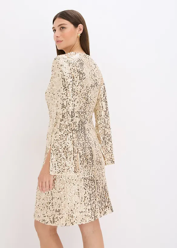 Abito con paillettes e maniche a campana, bonprix