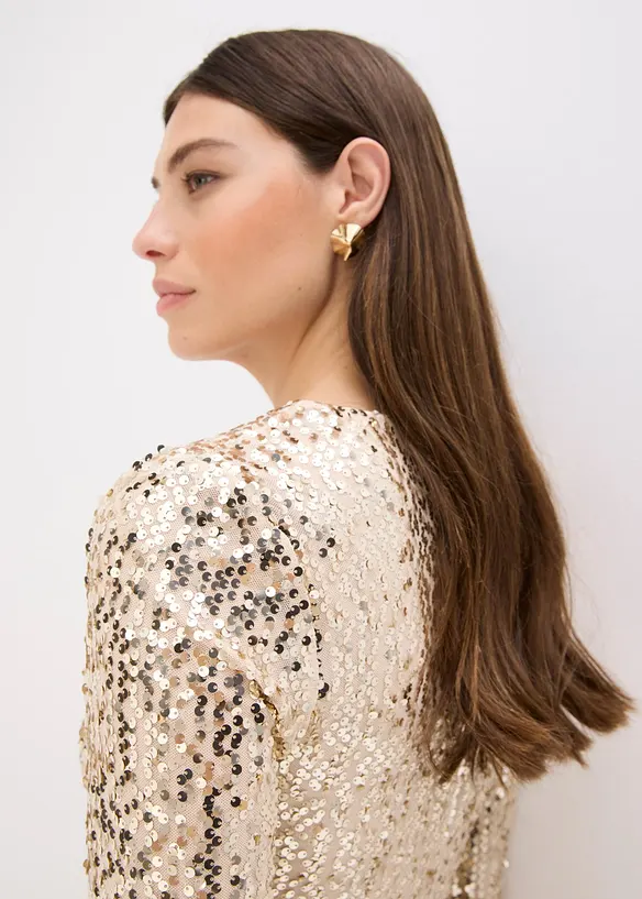 Abito con paillettes e maniche a campana, bonprix