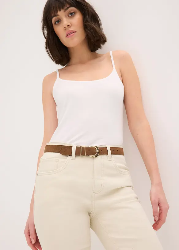 Cintura in pelle con fibbia in metallo lucido, bonprix