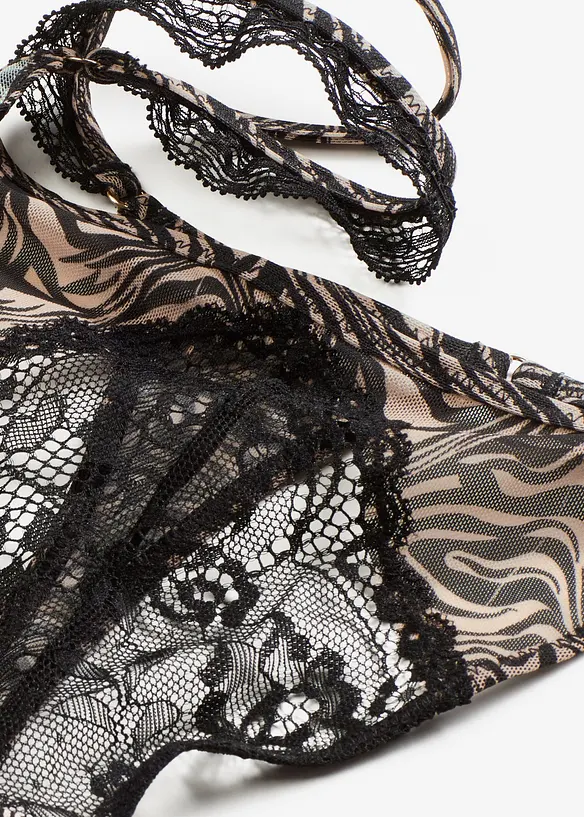 Tanga con mesh stampato, bonprix