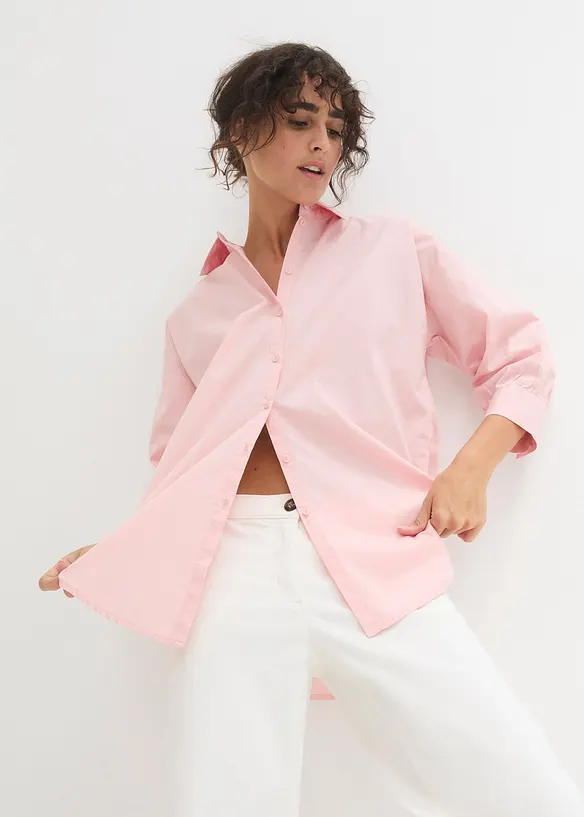 Camicetta oversize in cotone con maniche a 3/4, bonprix