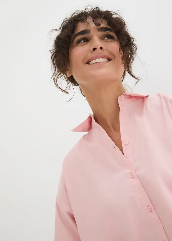 Camicetta oversize in cotone con maniche a 3/4, bonprix