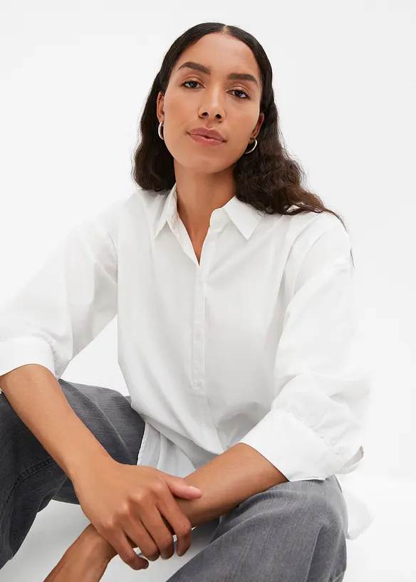 Camicetta oversize in cotone con maniche a 3/4, bonprix