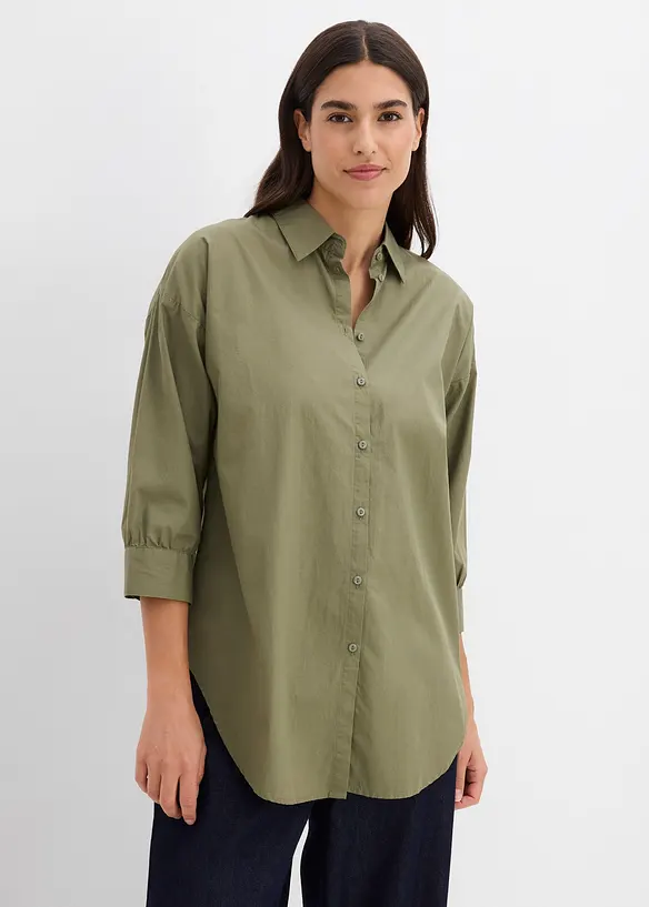 Camicetta oversize in cotone con maniche a 3/4, bonprix