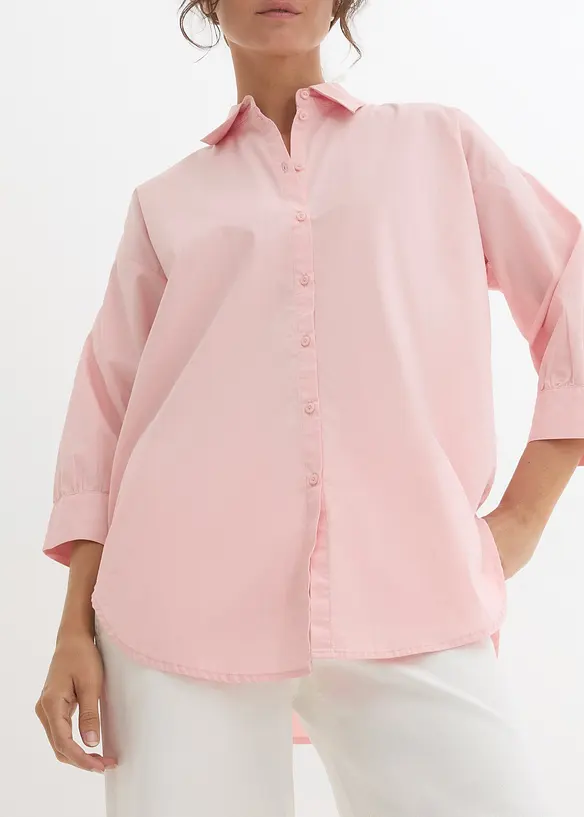 Camicetta oversize in cotone con maniche a 3/4, bonprix