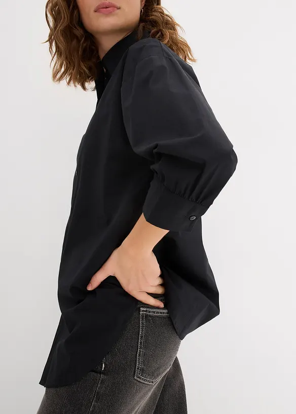 Camicetta oversize in cotone con maniche a 3/4, bonprix
