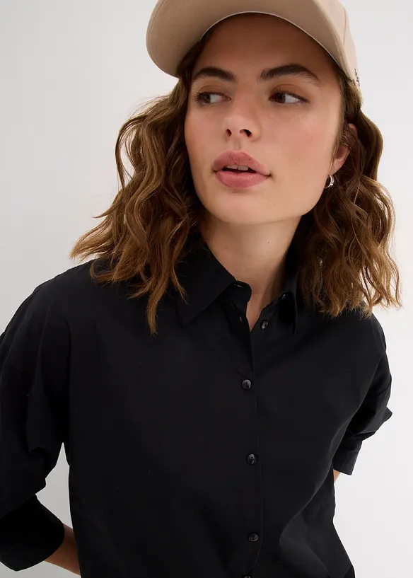 Camicetta oversize in cotone con maniche a 3/4, bonprix