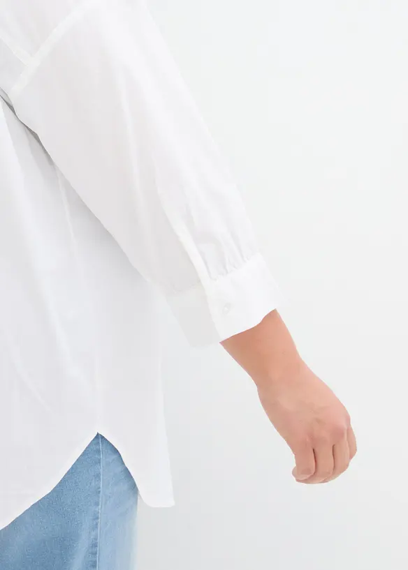Camicia oversize in cotone con maniche a 3/4, bonprix