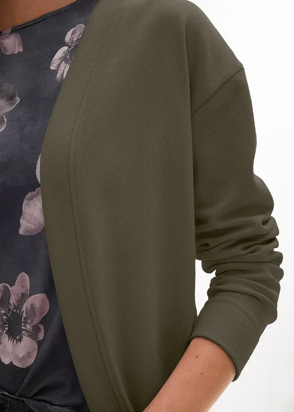 Cardigan lungo in morbida felpa di misto cotone, bonprix