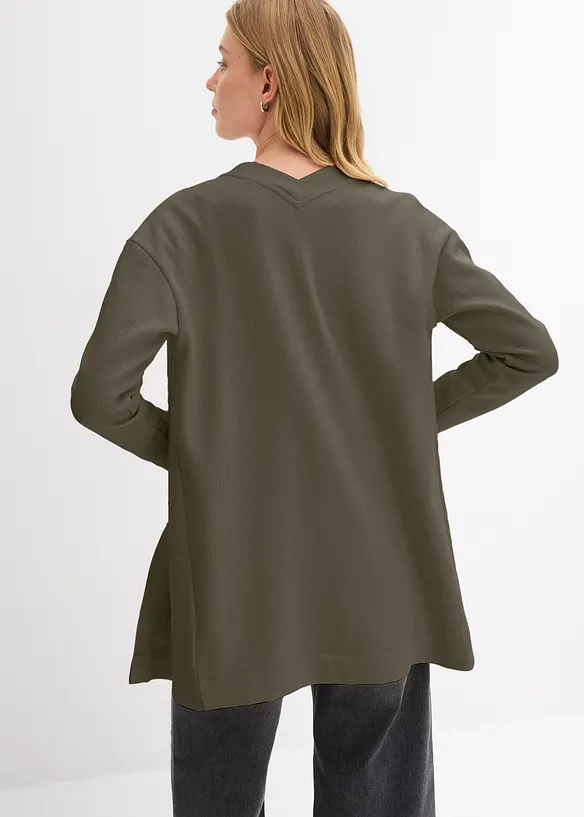 Cardigan lungo in morbida felpa di misto cotone, bonprix