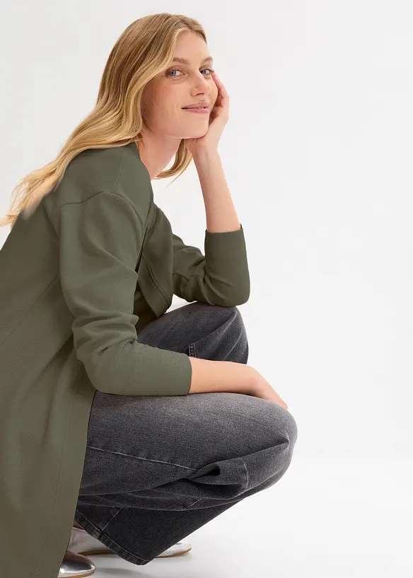 Cardigan lungo in morbida felpa di misto cotone, bonprix