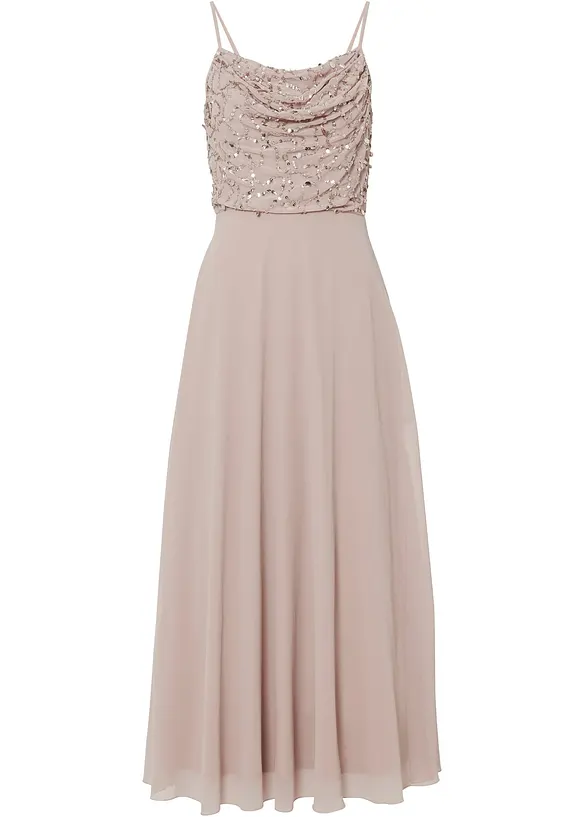 Abito con spalline sottili e paillettes, bonprix