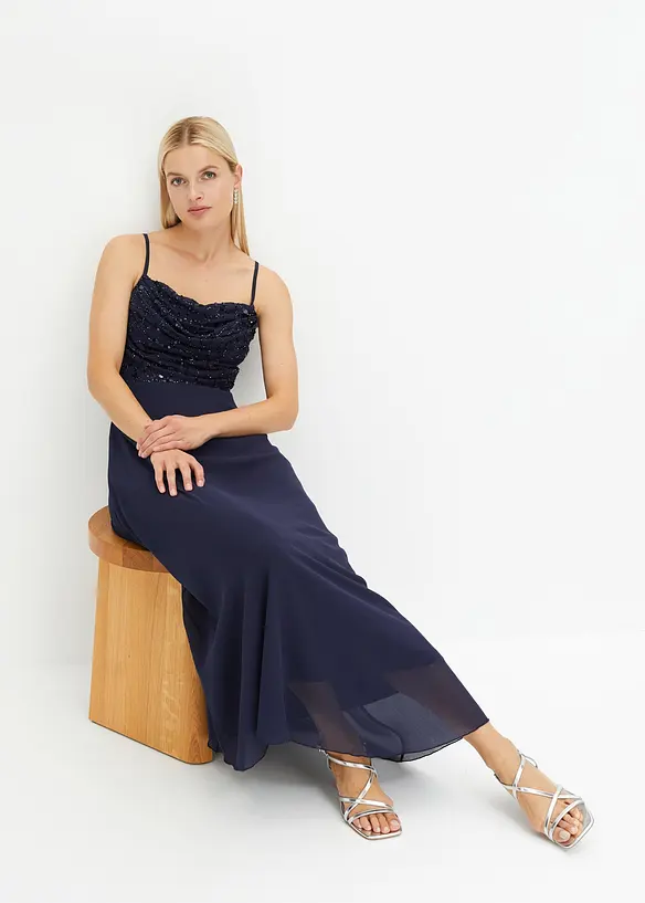 Abito con spalline sottili e paillettes, bonprix