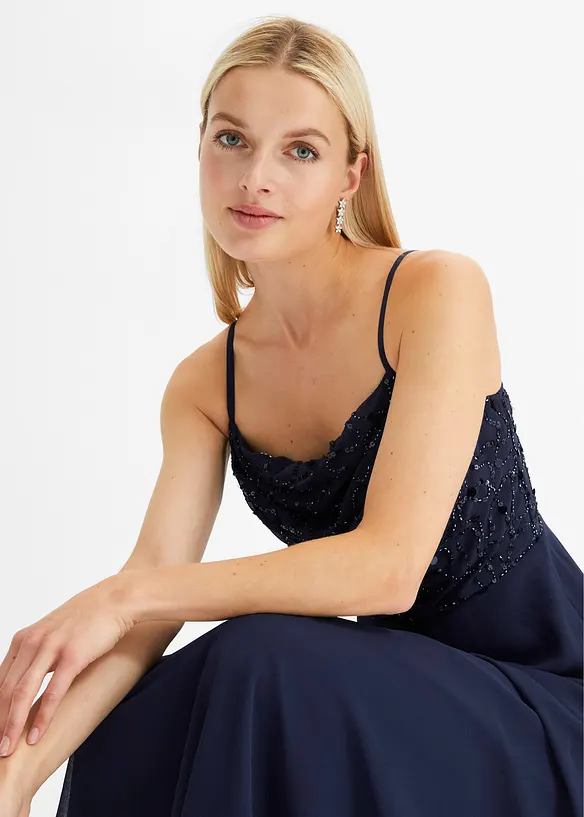 Abito con spalline sottili e paillettes, bonprix