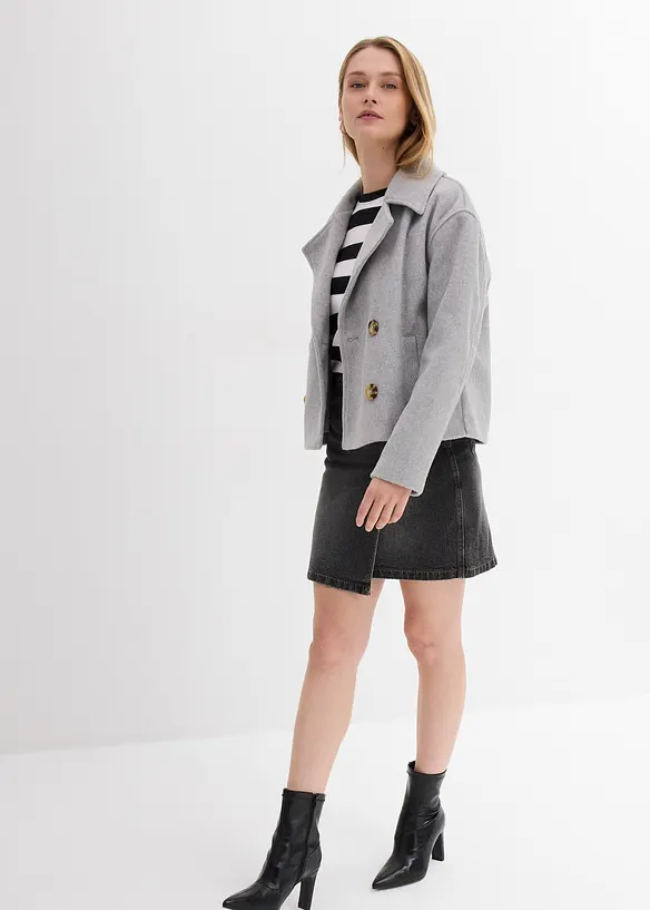 Giacca corta oversize in simil lana, bonprix