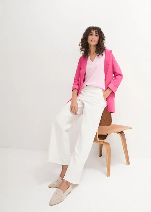 Maglia lunga e larga con scollo a V e maniche corte (pacco da 5), bonprix