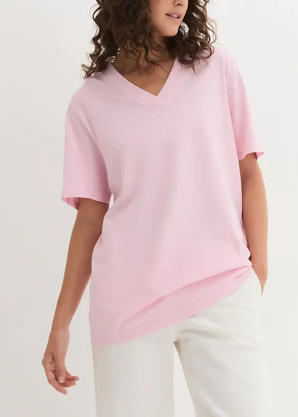 Maglia lunga e larga con scollo a V e maniche corte (pacco da 5), bonprix