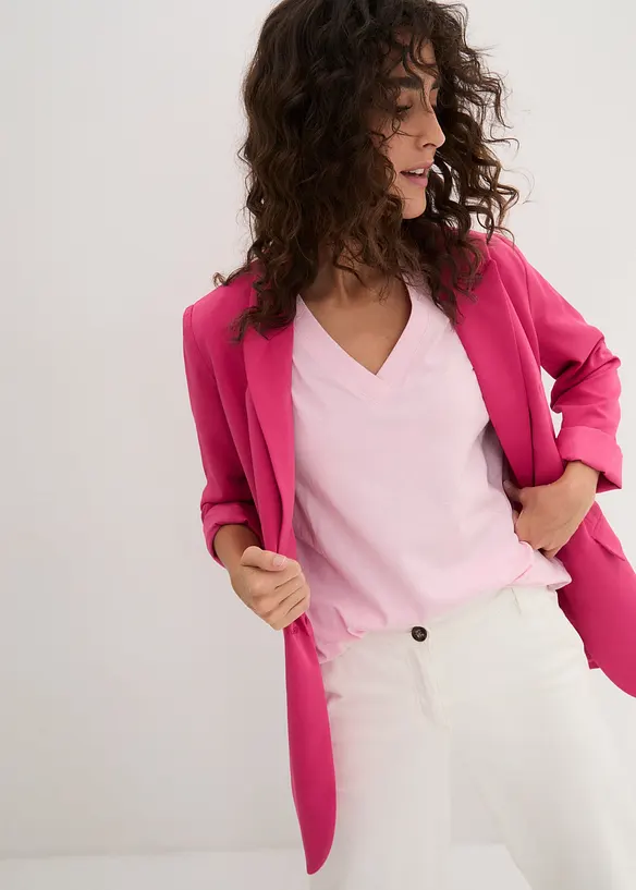 Maglia lunga e larga con scollo a V e maniche corte (pacco da 5), bonprix