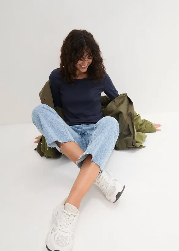 Maglia a maniche lunghe in puro cotone biologico, bonprix