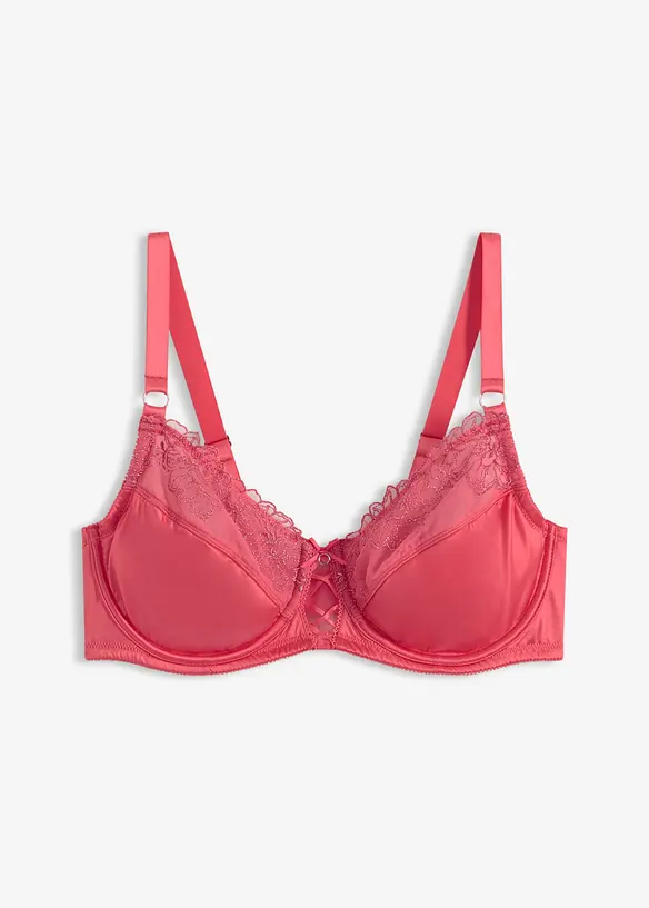 Reggiseno minimizer con ferretto e ricamo floreale glitterato, bonprix