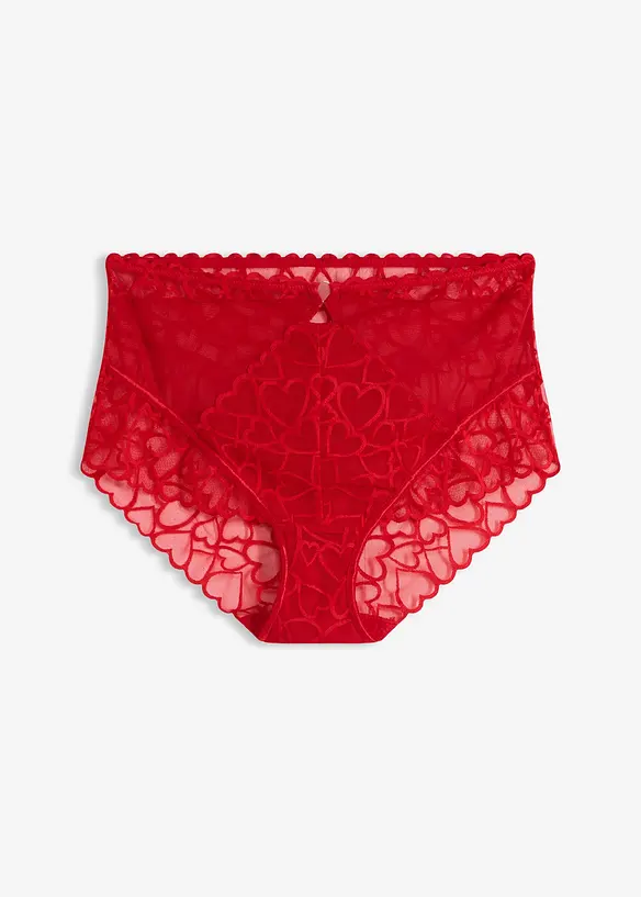 Panty a vita alta con pizzo a cuoricini, bonprix