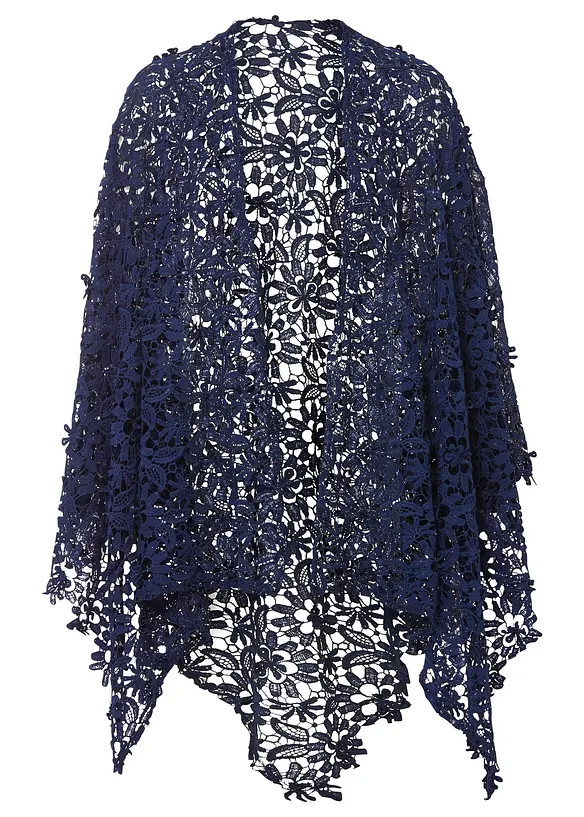 Poncho in pizzo effetto uncinetto, bonprix