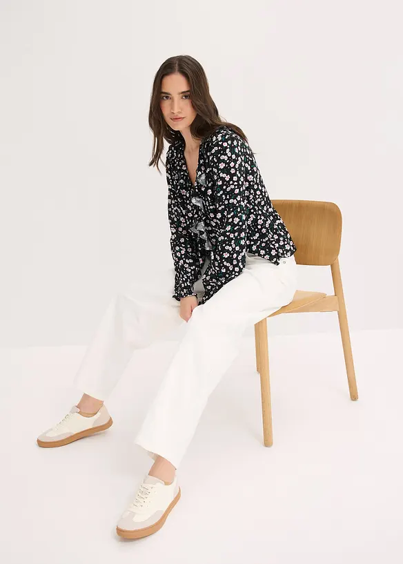 Pantaloni in twill di misto cotone elasticizzato, bonprix