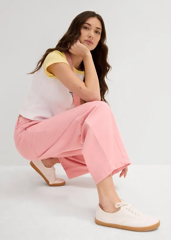 Pantaloni in twill di misto cotone elasticizzato, bonprix