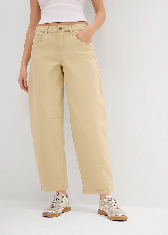 Pantaloni in twill di misto cotone elasticizzato, bonprix