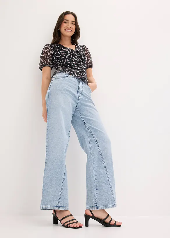 Jeans wide leg, vita alta, bonprix