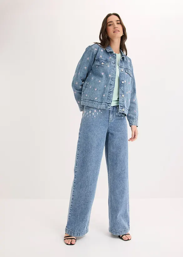 Jeans wide leg, vita media, bonprix