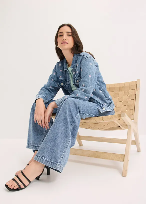 Jeans wide leg, vita media, bonprix