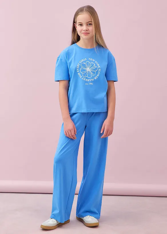 T-Shirt e pantaloni in jersey di misto cotone elasticizzato (set 2 pezzi), bonprix